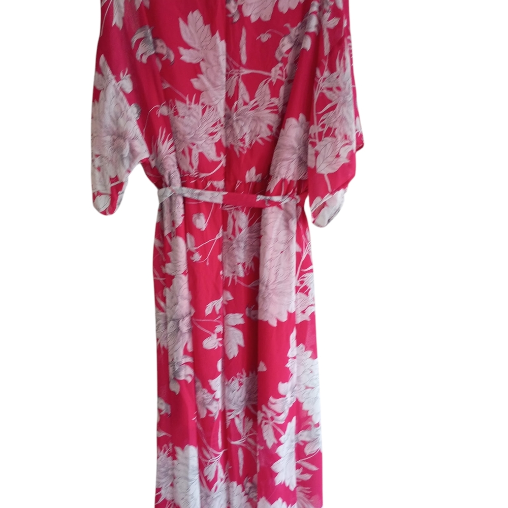 Lane Bryant Pink, White Kimono Style Fit And Flare Women's Dress SZ 12 - Picture 2 of 5